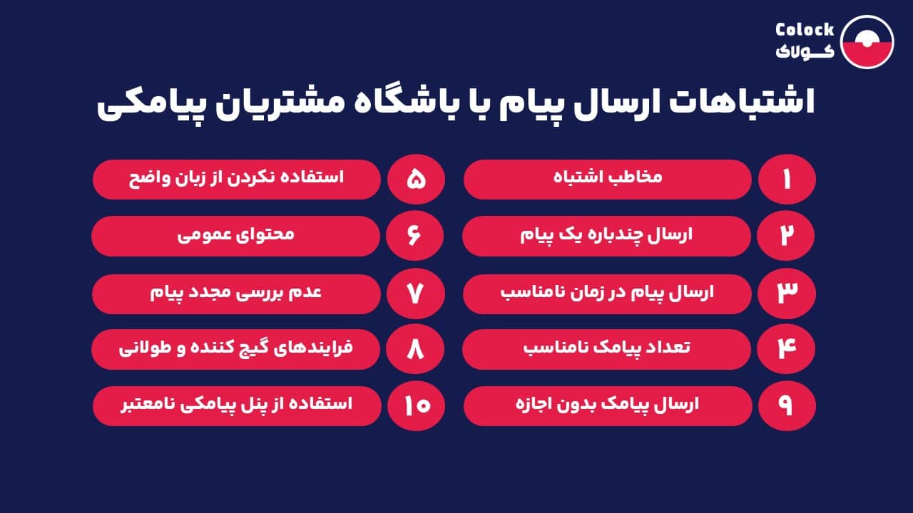 اشتباهات ارسال پیام با باشگاه مشتریان